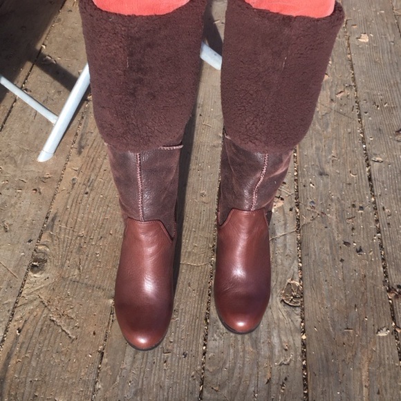 UGG “Dreaux” Knee High Shearling High Heel Boots - Picture 3 of 8